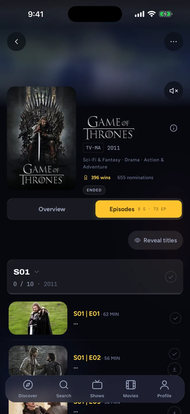 TVTracker: Every episode, in order, ticked off.