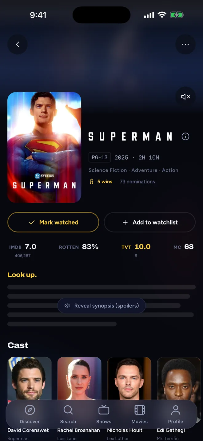 TVTracker: Mark watched, rate, add to your watchlist.